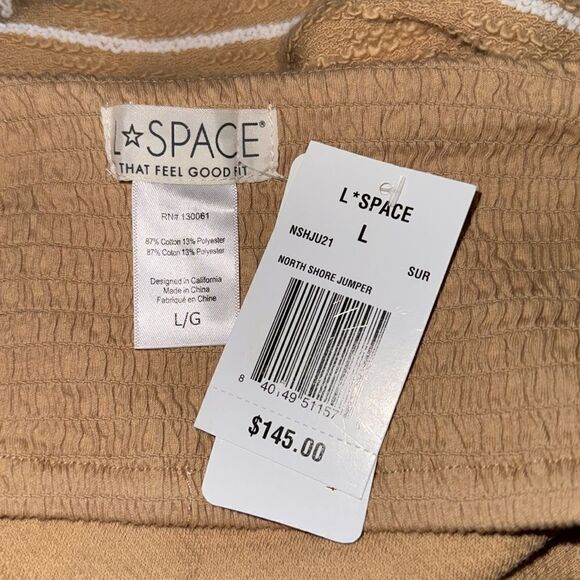 NWT L Space Revolve North Shore Jumpsuit Gold Stripe Strapless Large - Picture 12 of 13